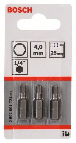 BOSCH Bit wkrętaka ekstra twardy Extra-Hart HEX 4, 25 mm (3 szt.) 2607001724