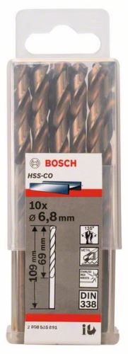 BOSCH Wiertła do metalu HSS-Co, DIN 338 6,8 x 69 x 109 mm (10 szt.) 2608585891