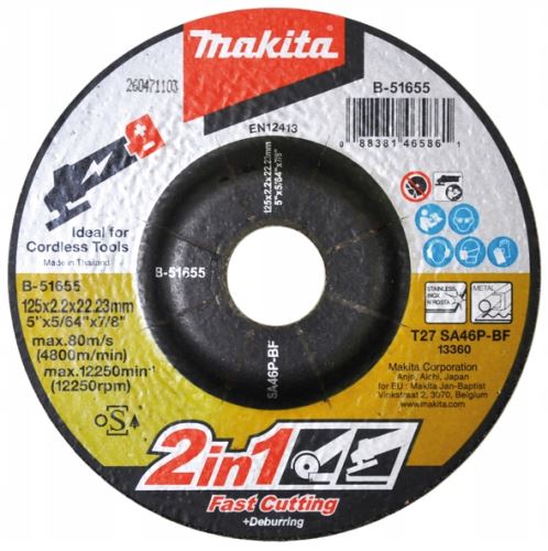 MAKITA tarcza szlifiersko-tnąca 2 w 1 125x2,0x22,23 mm B-51655