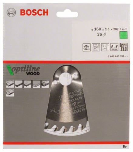 BOSCH Brzeszczot Optiline Wood 160 x 20/16 x 2,6 mm, 36 2608640597