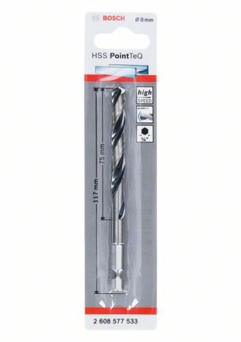 BOSCH Wiertło do metalu HSS PointTeQ HEX z chwytem 6-kątnym; 8,0 mm (5 szt.) 2608577533