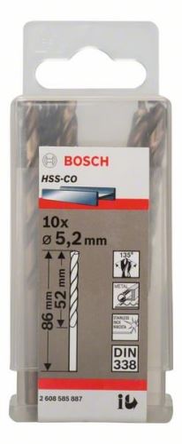 BOSCH Wiertła do metalu HSS-Co, DIN 338 5,2 x 52 x 86 mm (10 szt.) 2608585887