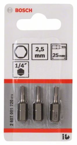 BOSCH Końcówka wkrętakowa ekstra twarda Extra-Hart HEX 2,5, 25 mm (3 szt.) 2607001720