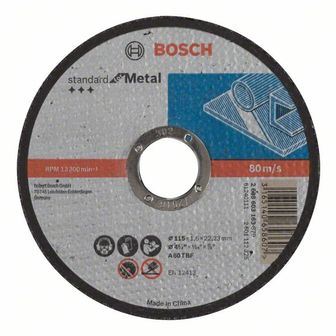 BOSCH Tarcza tnąca prosta Standard for Metal A 30 S BF, 115 mm, 22,23 mm, 2,5 mm 2608603164