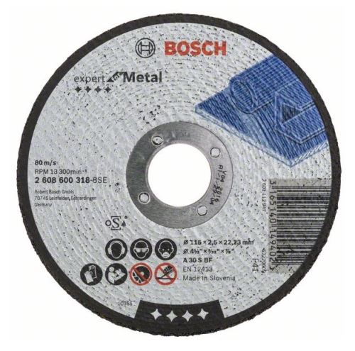 BOSCH Tarcza tnąca prosta Expert for Metal A 30 S BF, 115 mm, 2,5 mm 2608600318