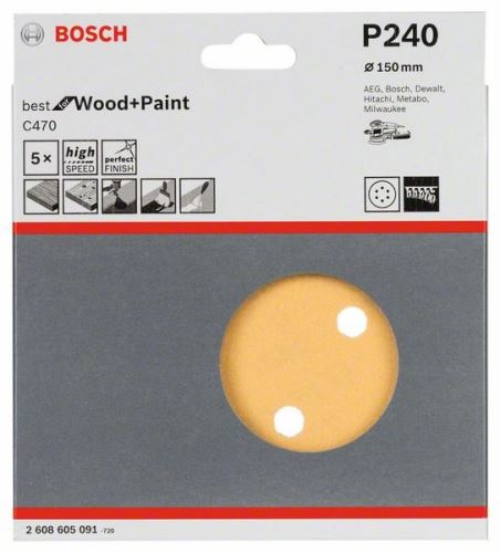 BOSCH Papier ścierny C470 (5 szt.) 150 mm, 240 2608605091