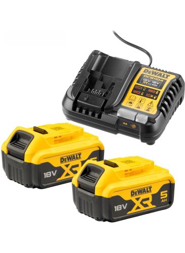 DeWALT Zestaw startowy ładowarka + 2 akumulatory 18V 5.0Ah DCB1104P2