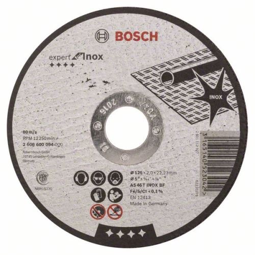 BOSCH Tarcza tnąca prosta Expert do Inox AS 46 T INOX BF, 125 mm, 2,0 mm 2608600094