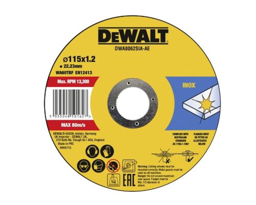 DeWALT Tarcza tnąca 115 x 1,2 x 22,23 mm Inox DWA8062SIA