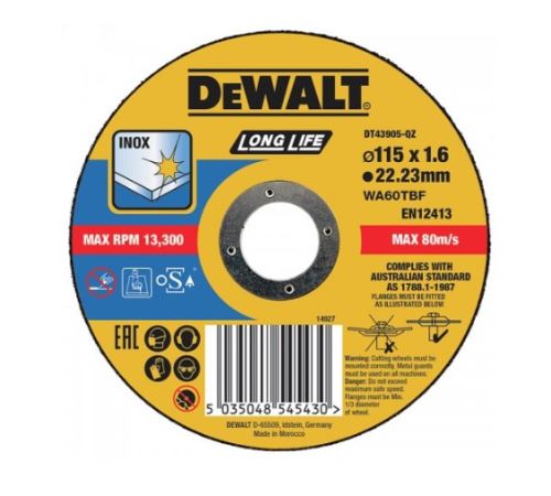 DeWALT Tarcza tnąca 115 x 22,2 x 1,6 mm DT43905