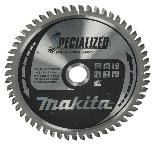 Brzeszczot MAKITA aluminium SPECIALIZED 165x2,4x20 mm 56 zębów do pił wgłębnych B-33021