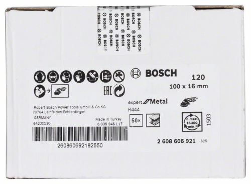 BOSCH Tarcza szlifierska włóknista; 100 x 16 mm, K120 2608606921